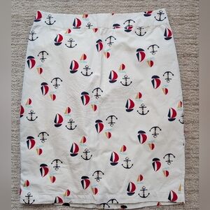 Love Hanna Pencil Skirt Sailer Nautical Print Size 10 Hanna Anderson Cotton